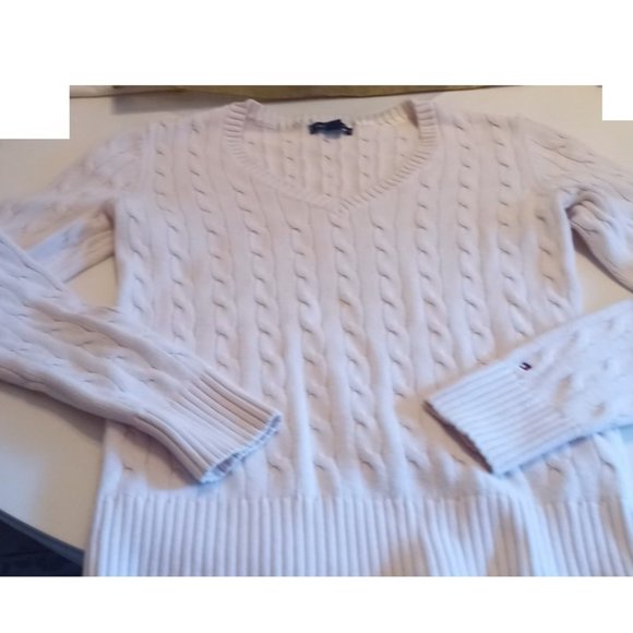 TOMMY HILFIGER BEAUTIFUL CABLE KNITTE SWEATER 100 % COTTON - Picture 1 of 3